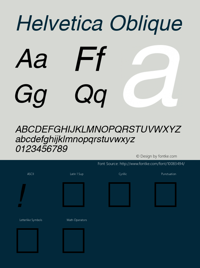 Helvetica Oblique 1.0 Tue Mar 09 12:34:38 1993图片样张