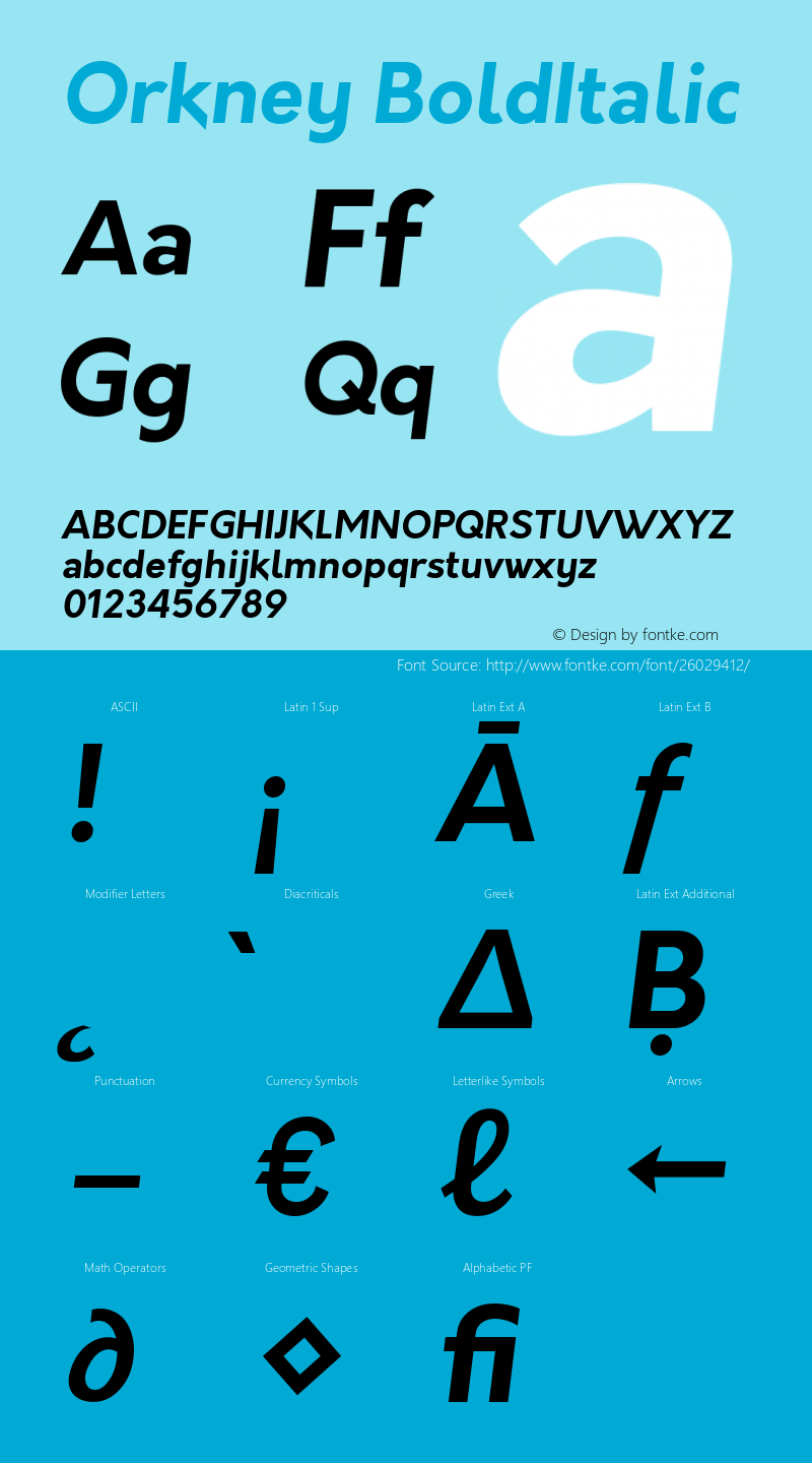 Orkney Bold Italic 1.0; ttfautohint (v1.5)图片样张