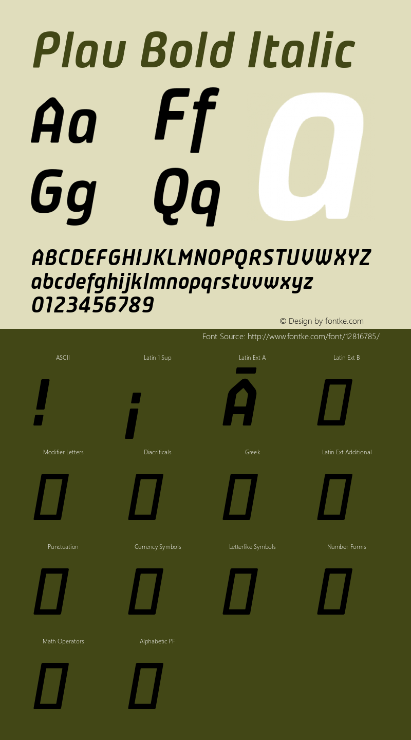 Plau Bold Italic Version 2.001;PS 002.001;hotconv 1.0.70;makeotf.lib2.5.58329图片样张