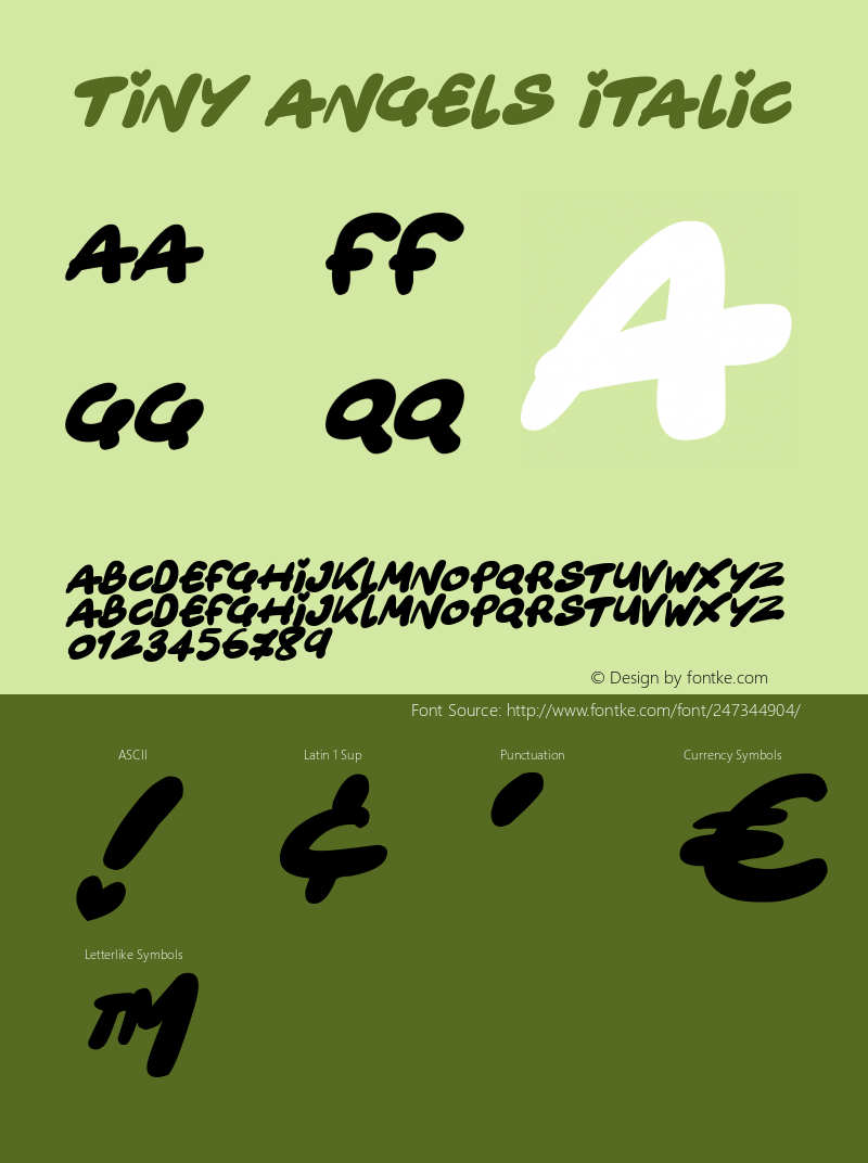 Tiny Angels Italic Version 1.00;January 31, 2023;FontCreator 12.0.0.2567 64-bit图片样张