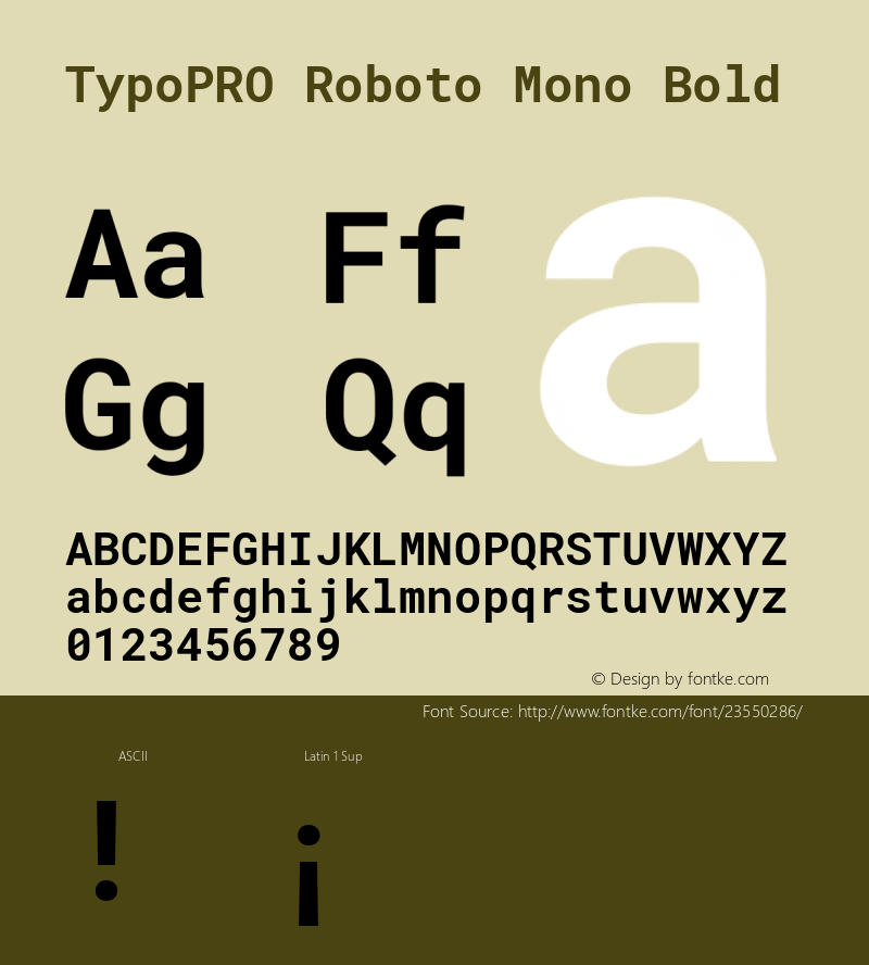 TypoPRO Roboto Mono Bold Version 2.000986; 2015; ttfautohint (v1.3)图片样张