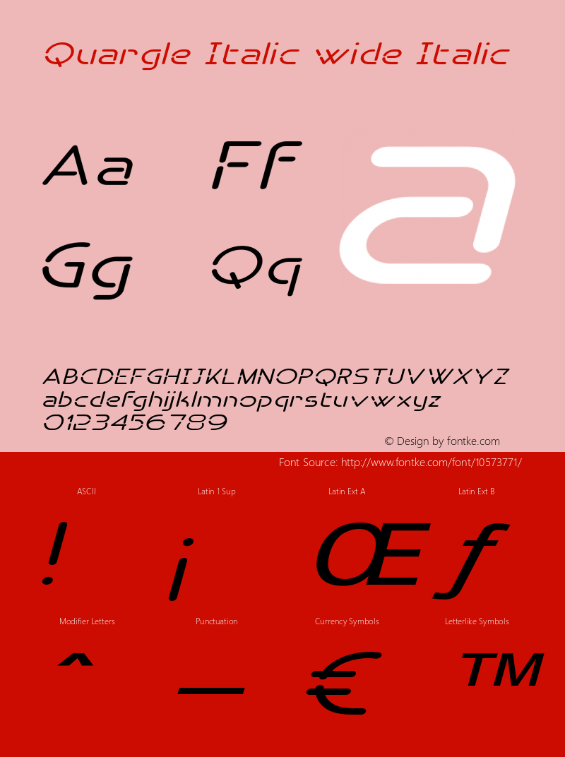 Quargle Italic wide Italic Version 1.000图片样张
