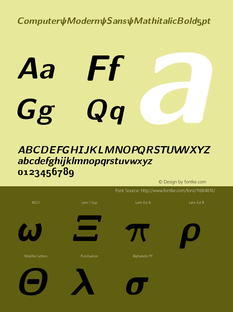 Computer Modern Sans MathitalicBold5pt Version 001.001图片样张