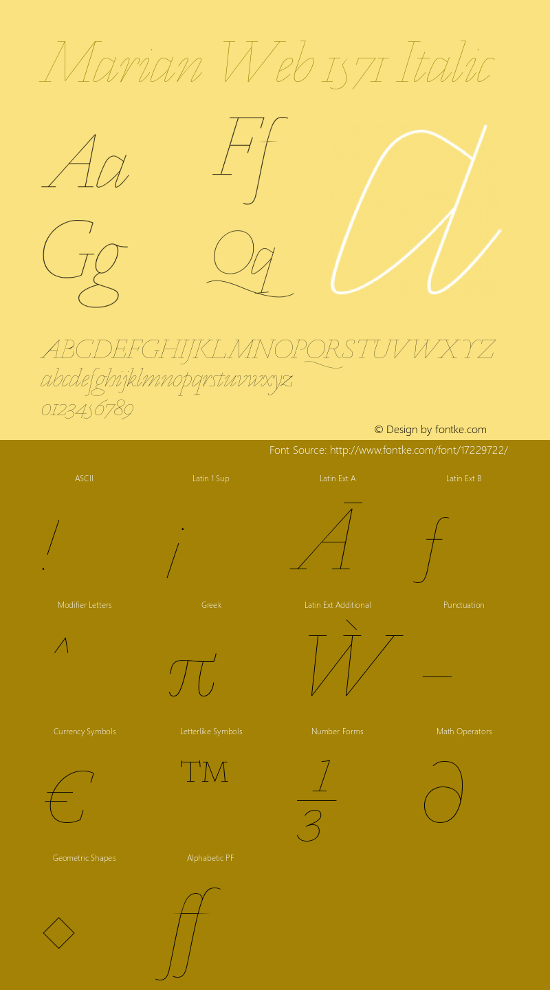 Marian Web 1571 Italic Version 1.1 2015图片样张