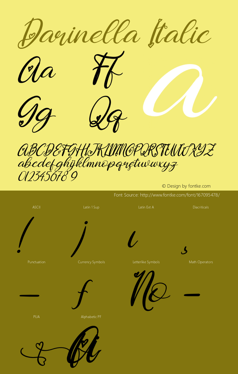 Darinella Italic Version 1.00;April 21, 2021;FontCreator 13.0.0.2683 64-bit图片样张