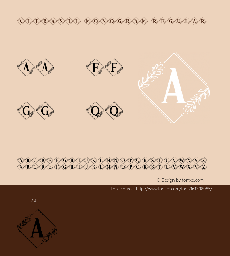 Vierasti Monogram Version 1.00;May 28, 2021;FontCreator 13.0.0.2683 64-bit图片样张