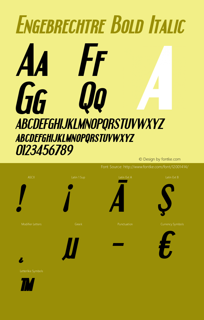 Engebrechtre Bold Italic OTF 3.000;PS 001.001;Core 1.0.29图片样张