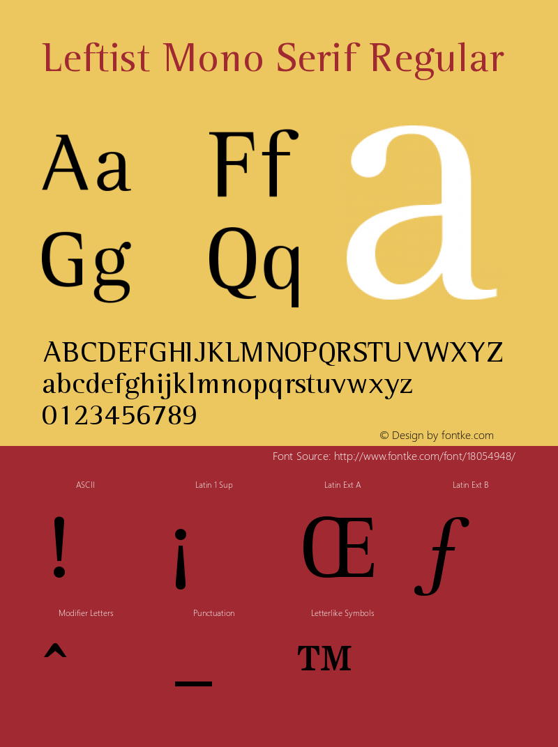 Leftist Mono Serif Regular Version 1.000 2005 initial release图片样张