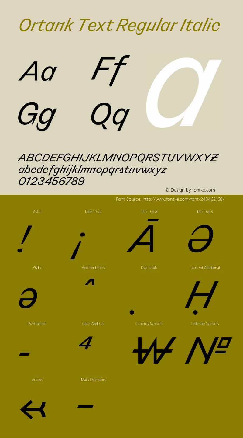 Ortank Text Regular Italic Version 1.000 | web-ttf图片样张