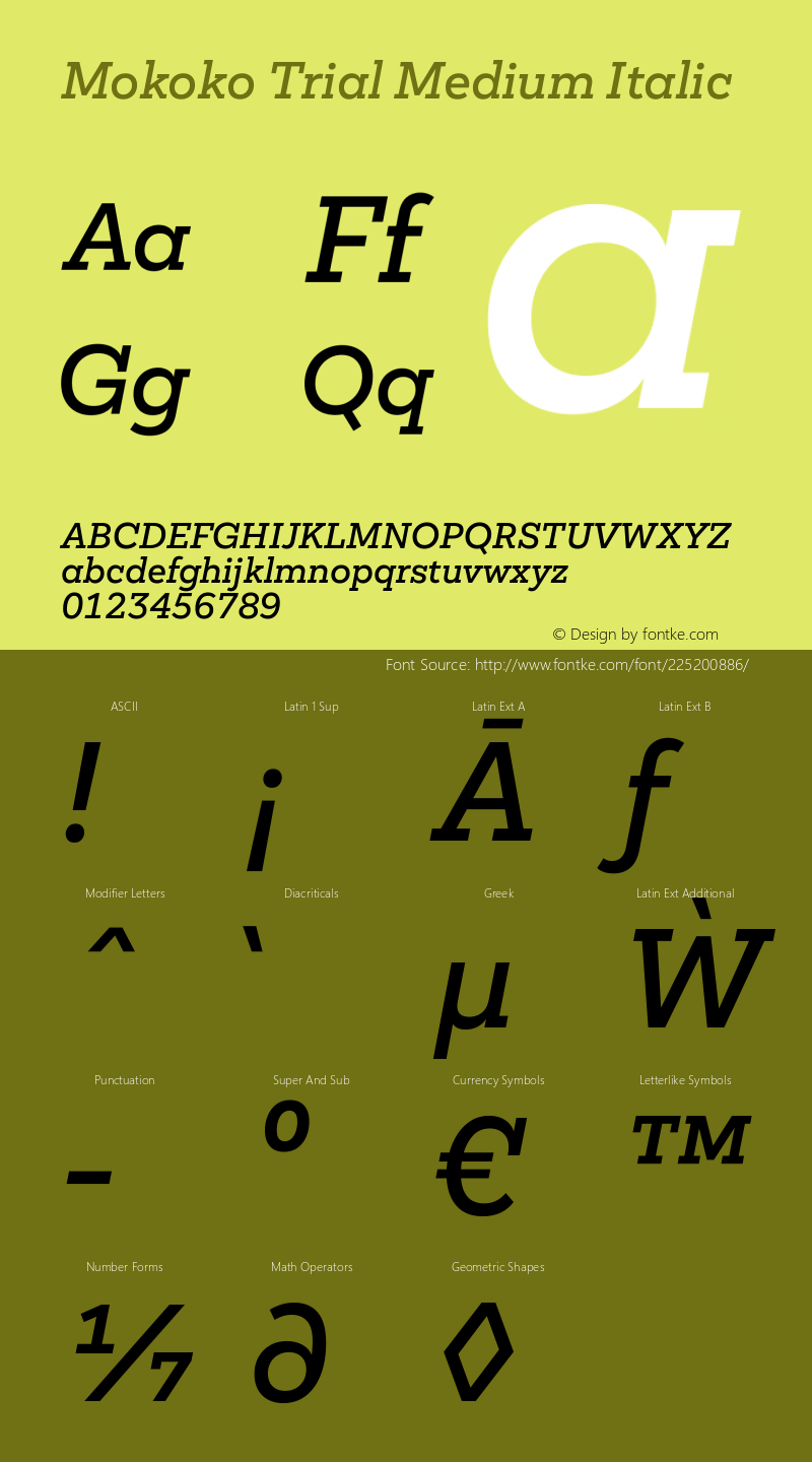 Mokoko Trial Medium Italic Version 1.012图片样张