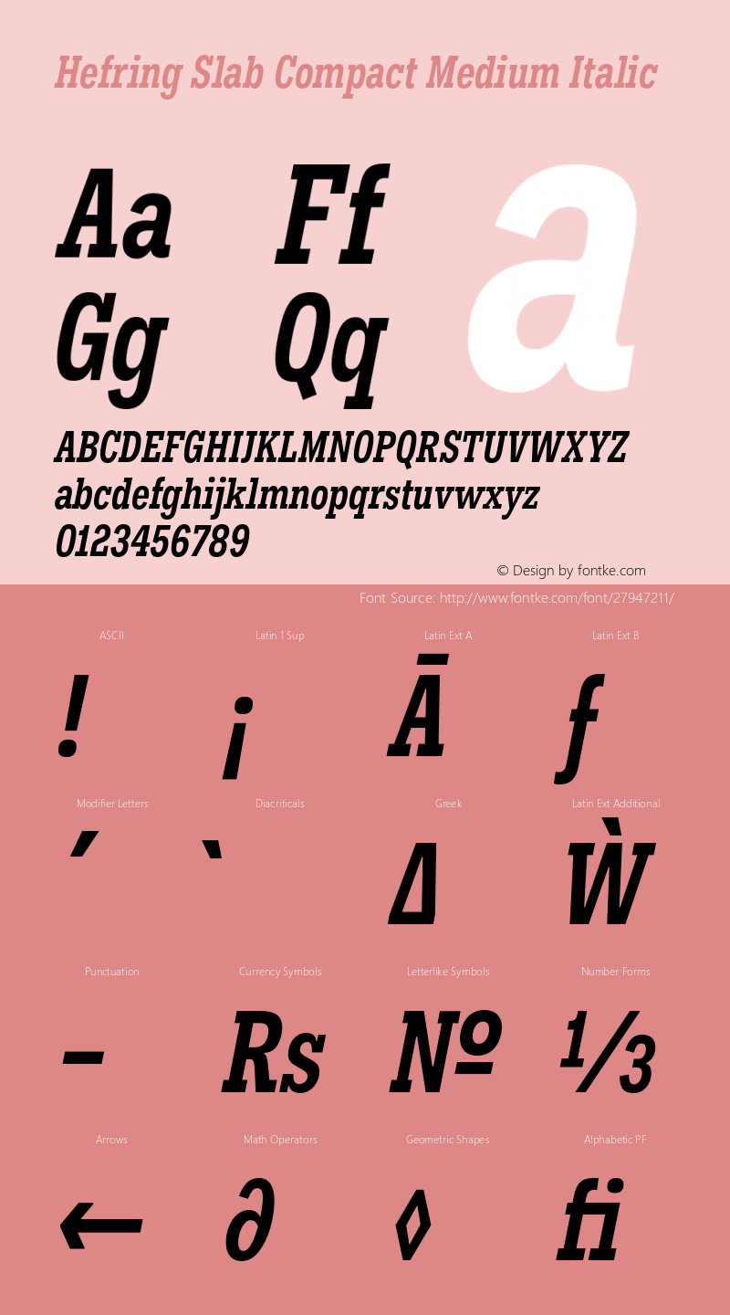 HefringSlab-CompactMediumItalic Version 1.000图片样张