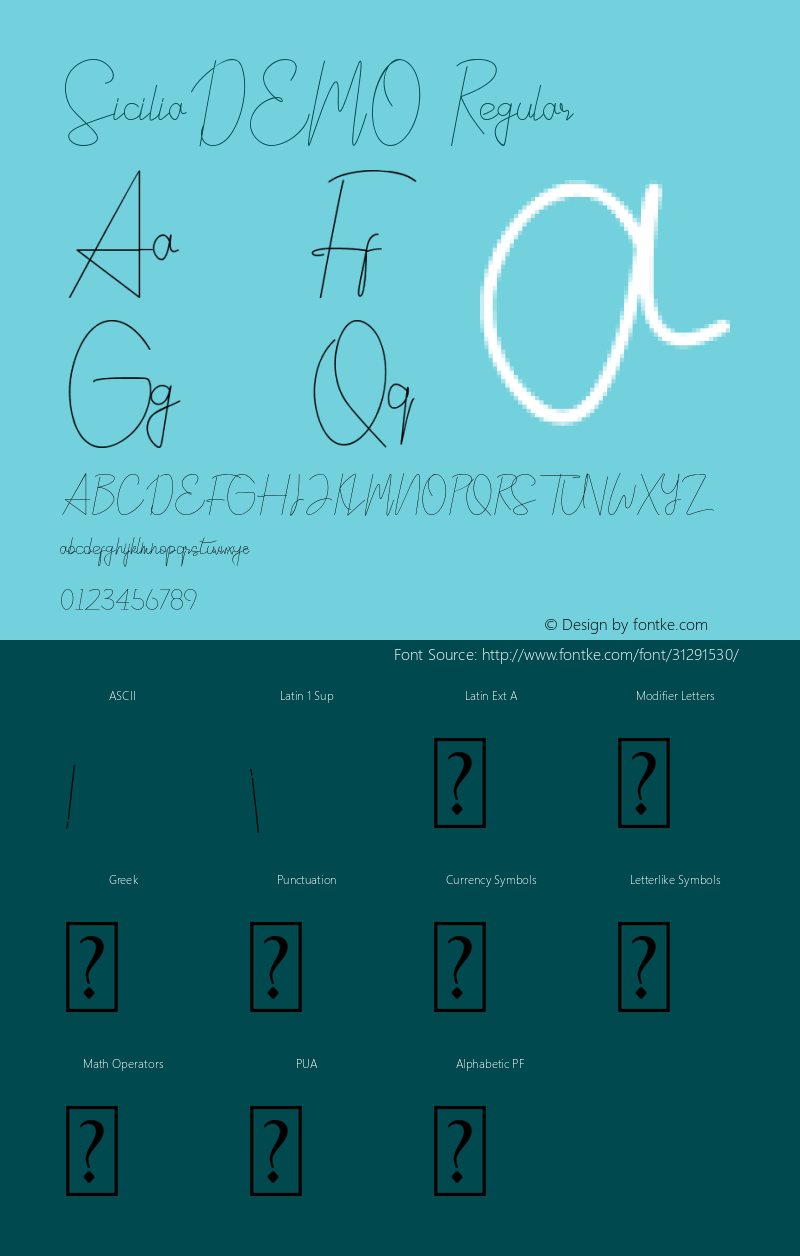 SiciliaDEMO Version 1.00;May 7, 2019;FontCreator 11.5.0.2422 64-bit图片样张