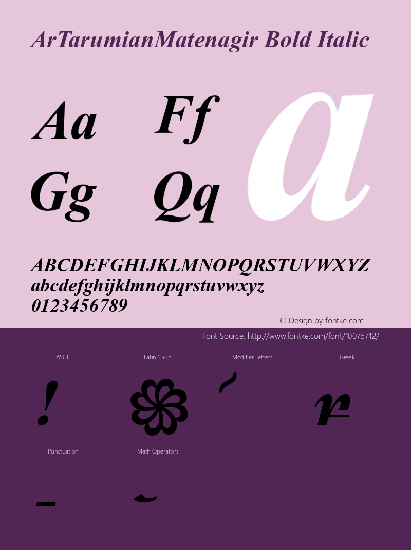 ArTarumianMatenagir Bold Italic Macromedia Fontographer 4.1 19-12-96图片样张