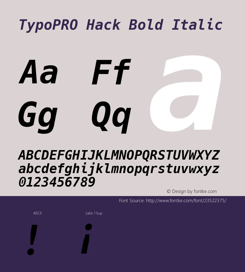 TypoPRO Hack Bold Italic Version 2.020图片样张