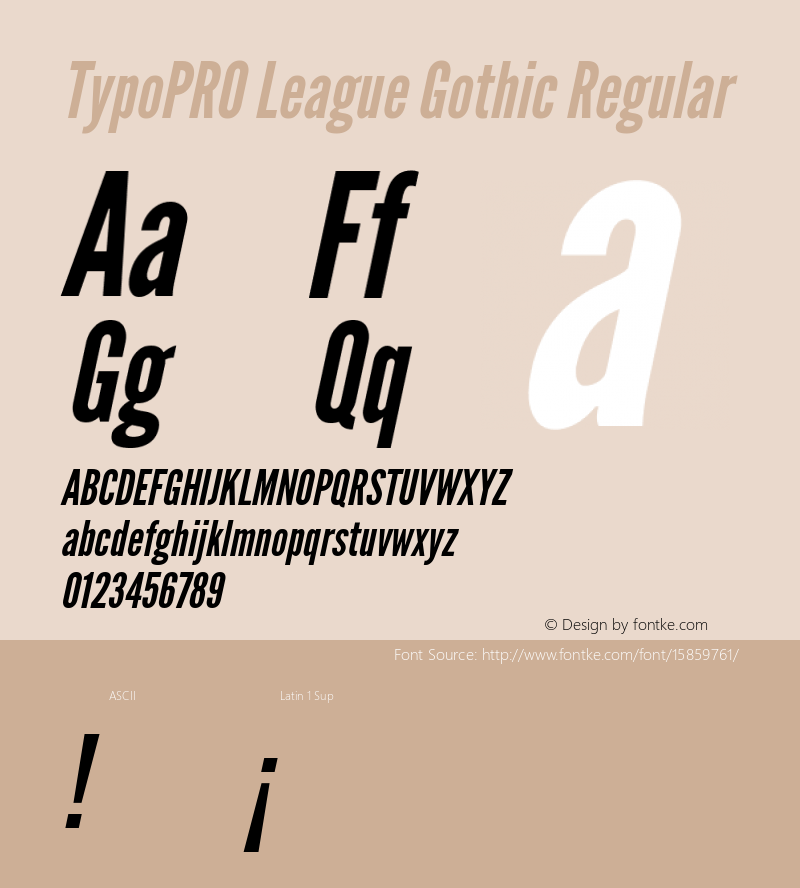 TypoPRO League Gothic Regular Version 1.001;PS 001.001;hotconv 1.0.56;makeotf.lib2.0.21325图片样张