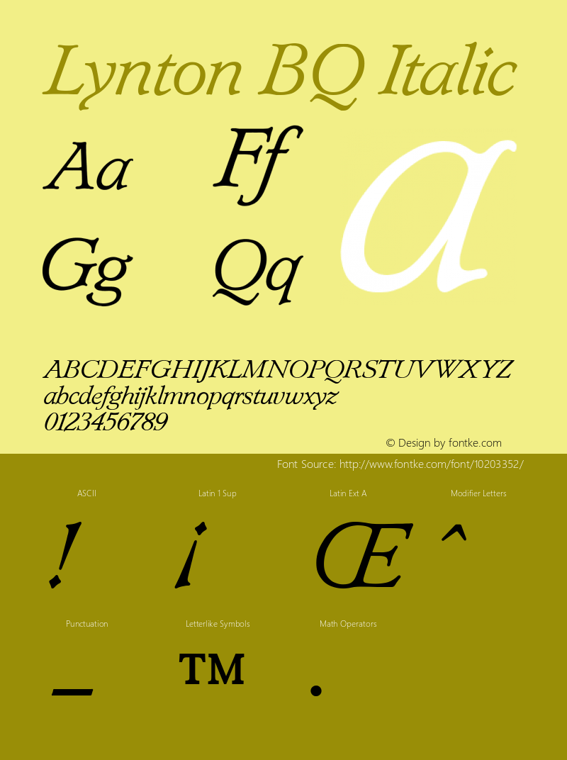 Lynton BQ Italic Version 001.000图片样张