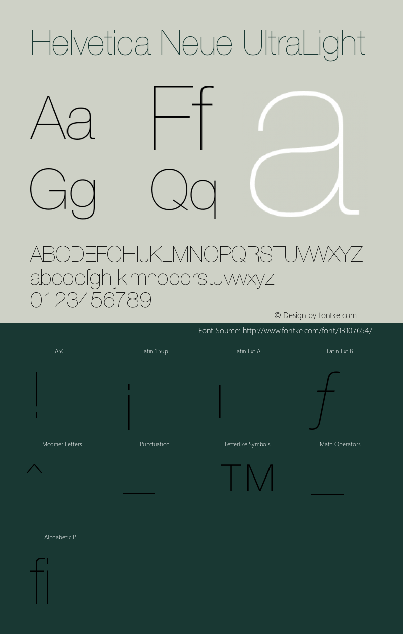 Helvetica Neue UltraLight Version 001.001图片样张