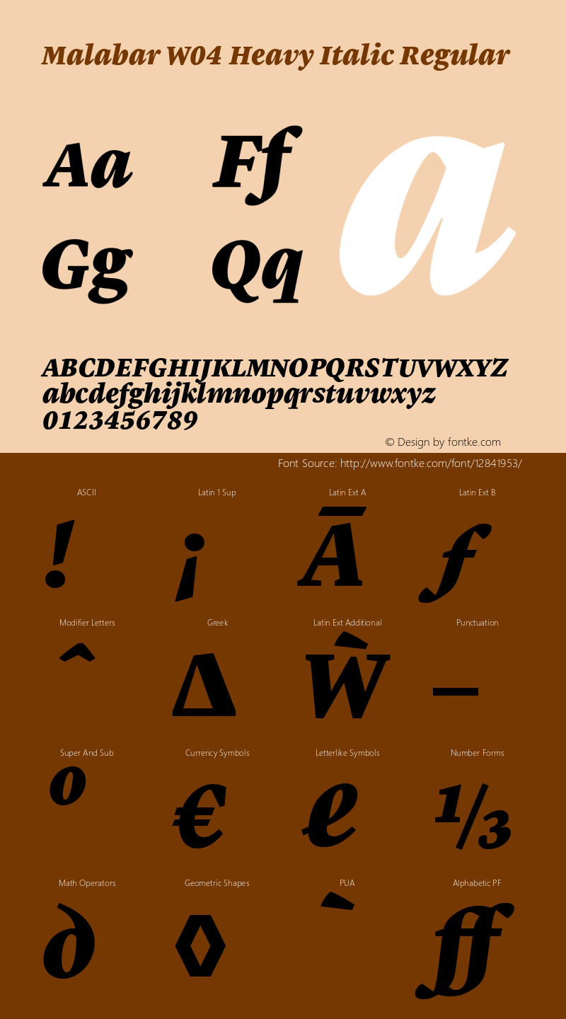 Malabar W04 Heavy Italic Regular Version 1.00图片样张