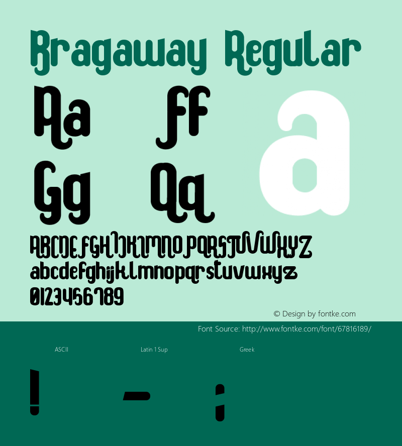 Bragaway Version 1.00;June 13, 2020;FontCreator 12.0.0.2525 64-bit图片样张