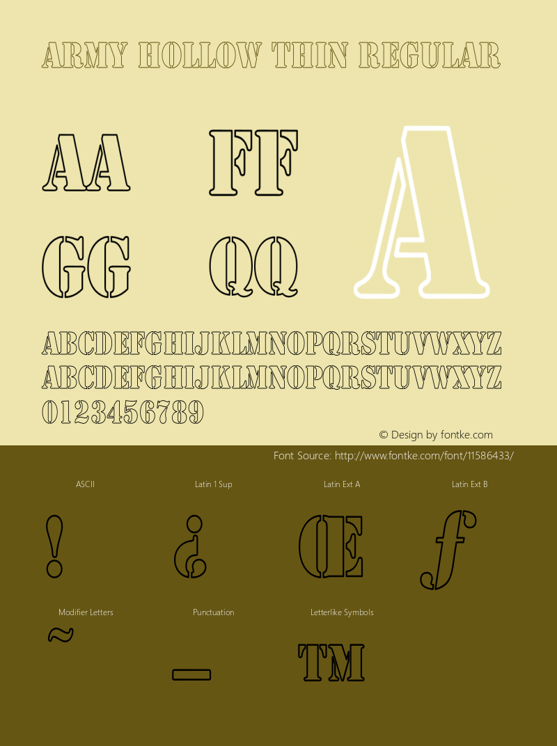 Army Hollow Thin Regular Converted from C:\ALLTYPE\ARMY1602.HF1 by ALLTYPE图片样张