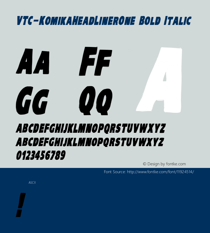 VTC-KomikaHeadLinerOne Bold Italic Version 1.000 2010 initial release图片样张