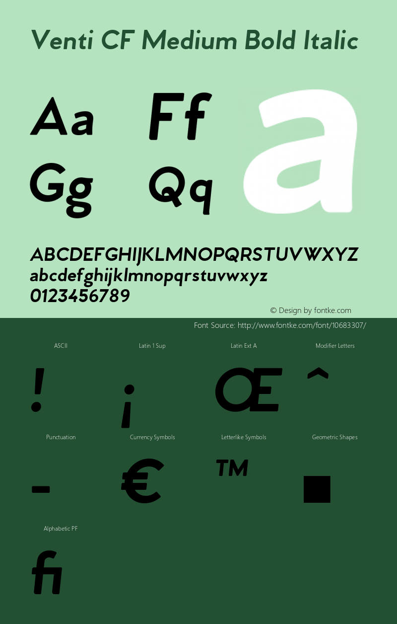 Venti CF Medium Bold Italic Version 2.002;PS 002.002;hotconv 1.0.70;makeotf.lib2.5.58329图片样张