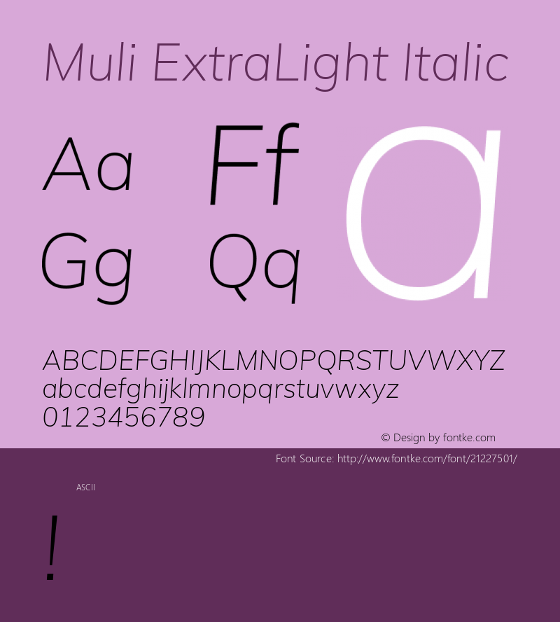 Muli ExtraLight Italic 图片样张