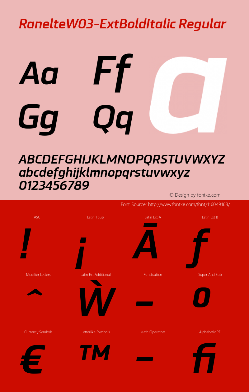 Ranelte W03 Ext Bold Italic Version 1.00图片样张