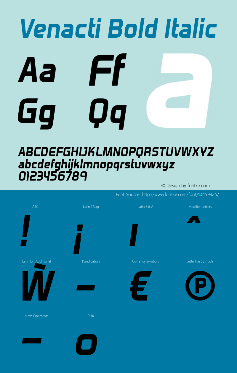 Venacti Bold Italic Version 1.001 2005图片样张