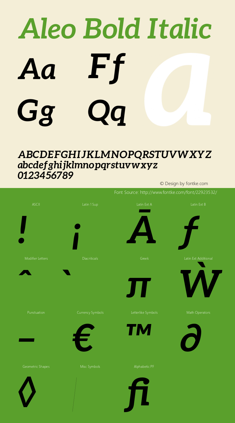 Aleo Bold Italic Version 1.000;PS 001.000;hotconv 1.0.88;makeotf.lib2.5.64775图片样张