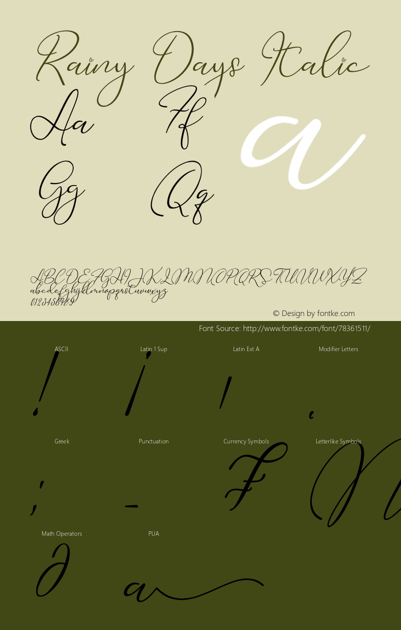 Rainy Days Italic Version 1.00;August 18, 2020;FontCreator 11.5.0.2430 64-bit图片样张