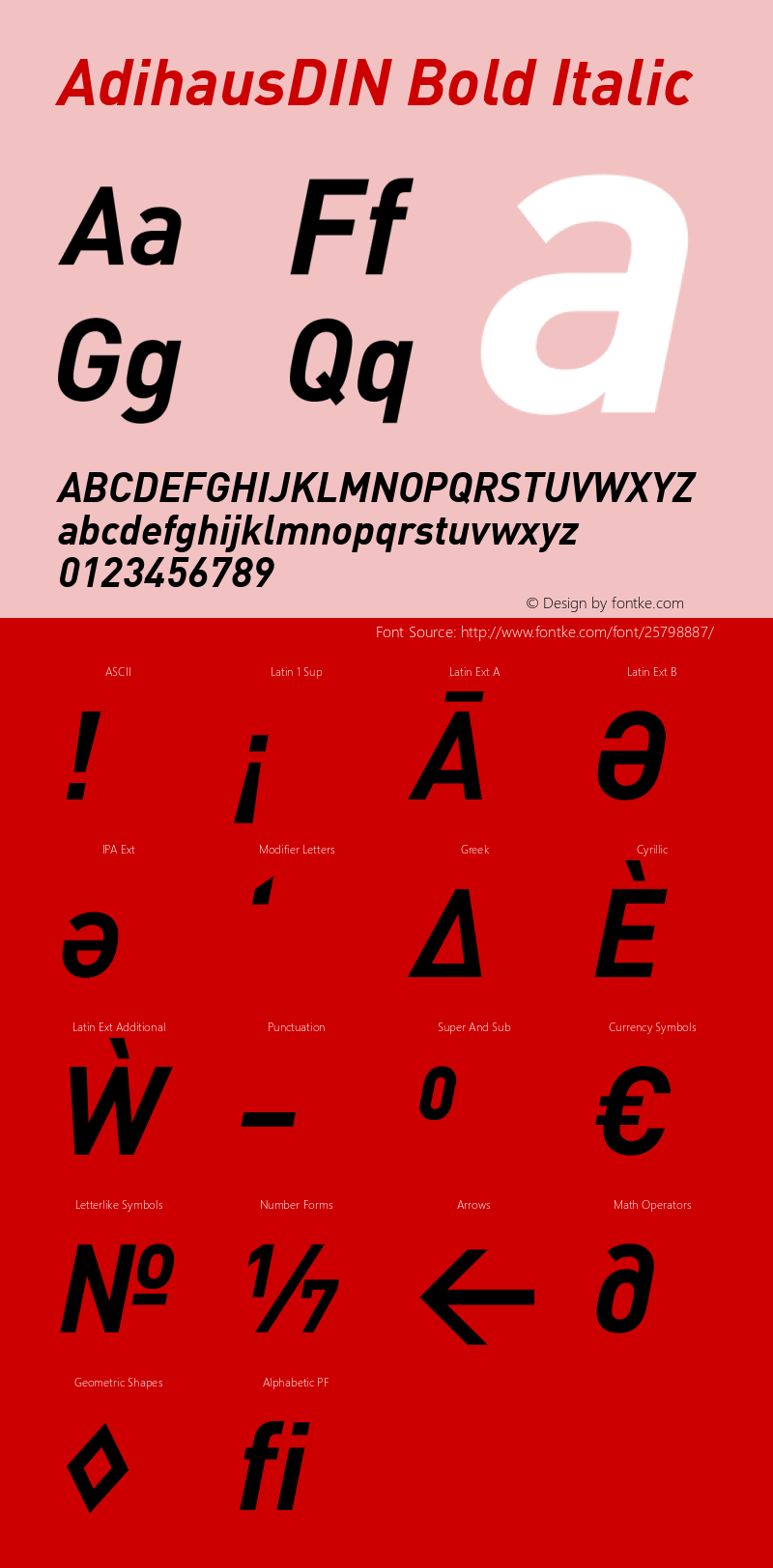 AdihausDIN Bold Italic Version 1.001图片样张