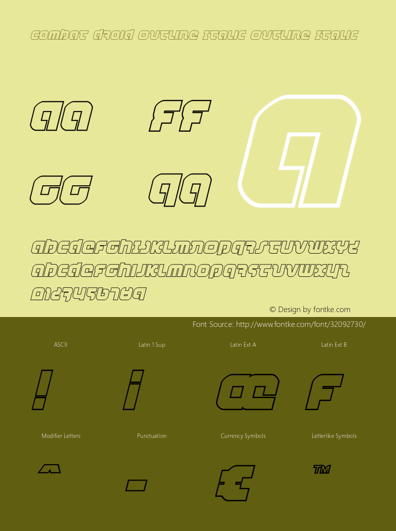 Combat Droid Outline Italic Version 1.0; 2019图片样张