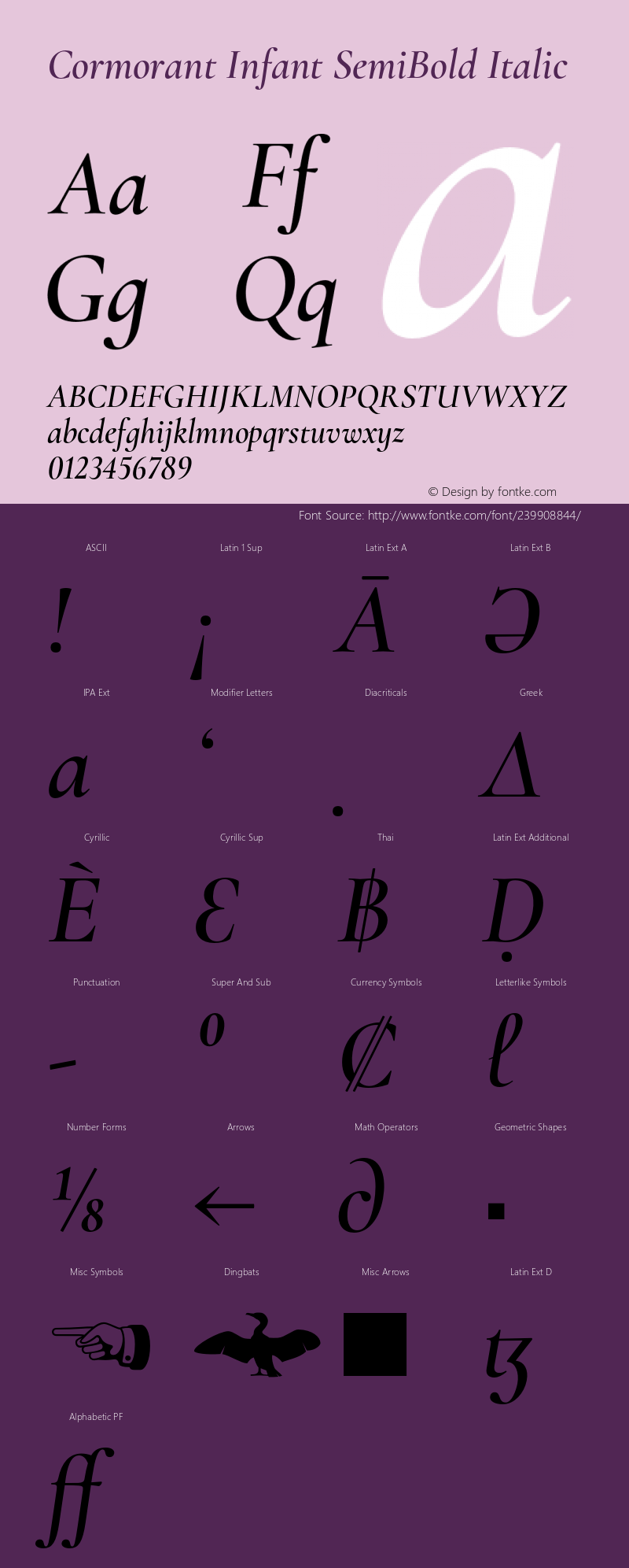 Cormorant Infant SemiBold Italic Version 4.001;Glyphs 3.1.2 (3150)图片样张