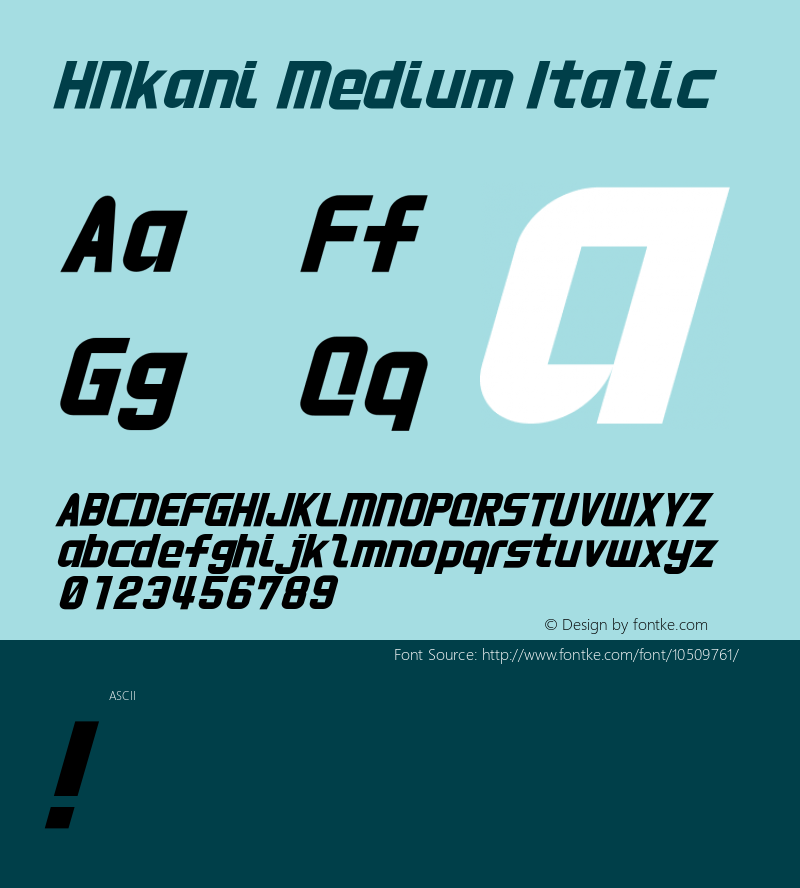 HNkani Medium Italic 1.0图片样张