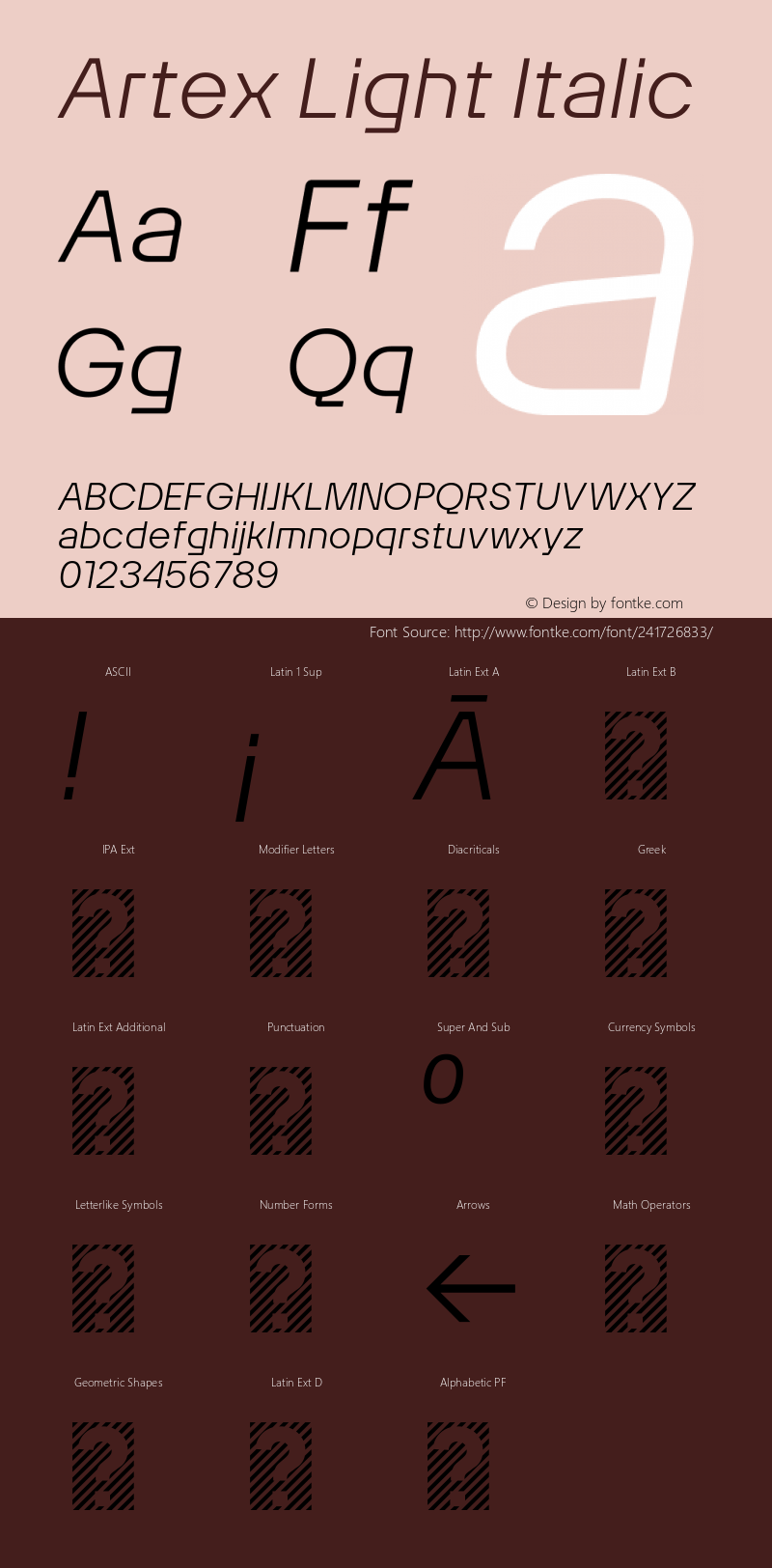 Artex Light Italic Version 1.005图片样张