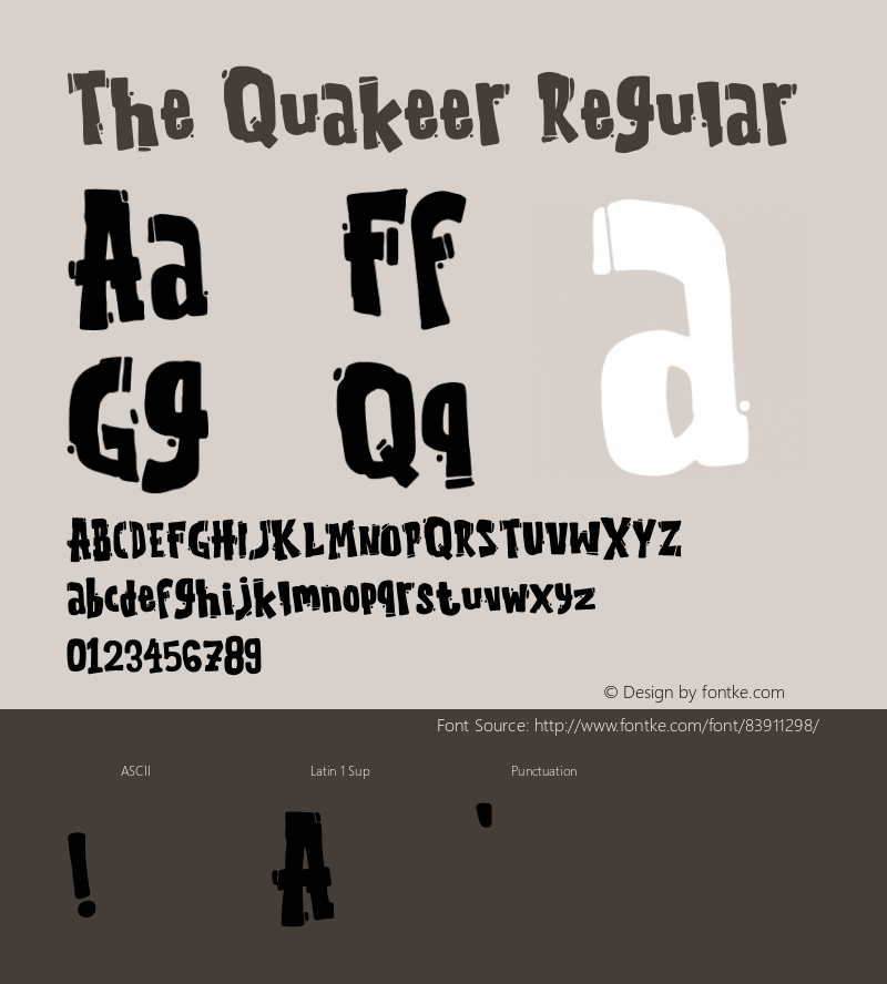 The Quakeer Version 1.00;September 10, 2020;FontCreator 11.5.0.2430 64-bit图片样张