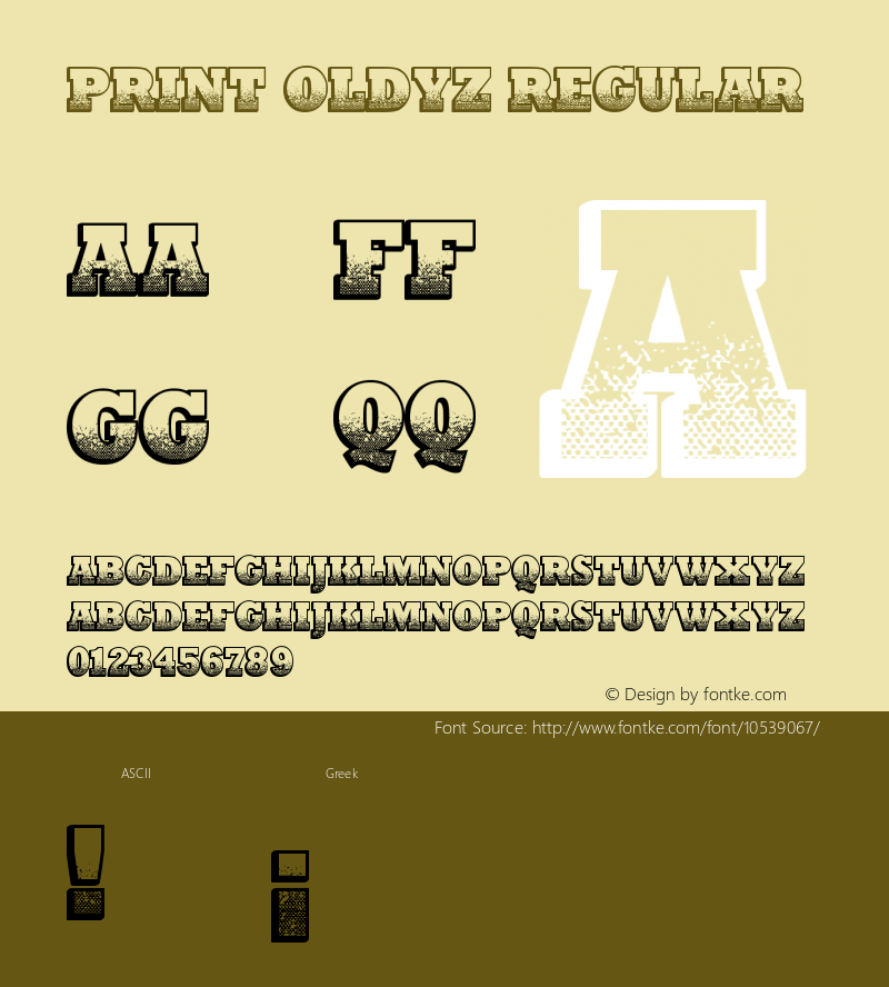 Print Oldyz Regular Version 1.00 January 31, 2014, initial release图片样张