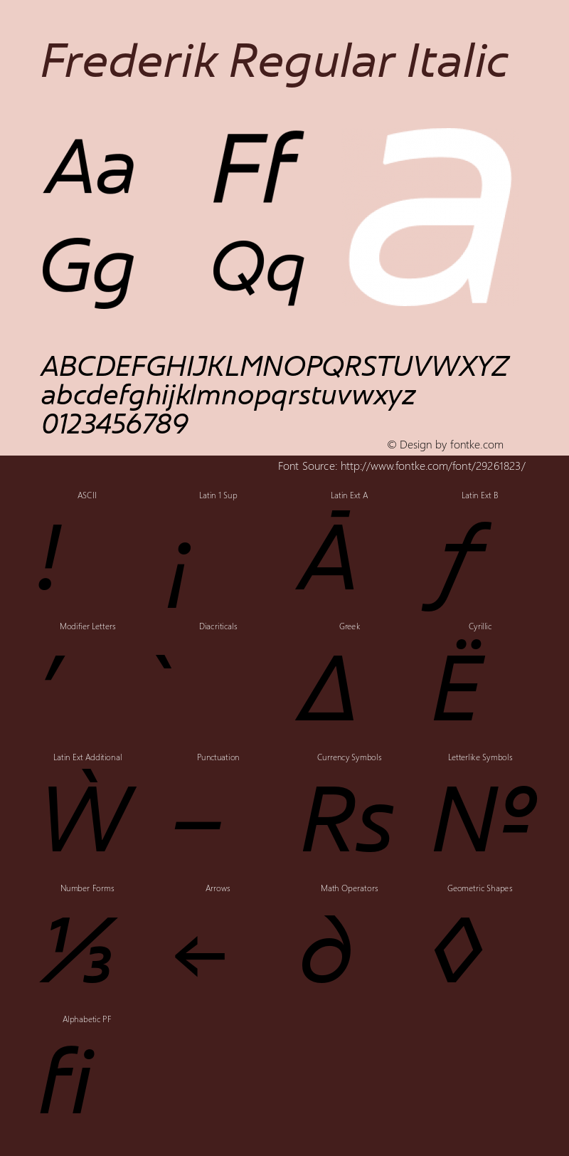 Frederik-RegularItalic Version 001.000 February 2019;YWFTv17图片样张