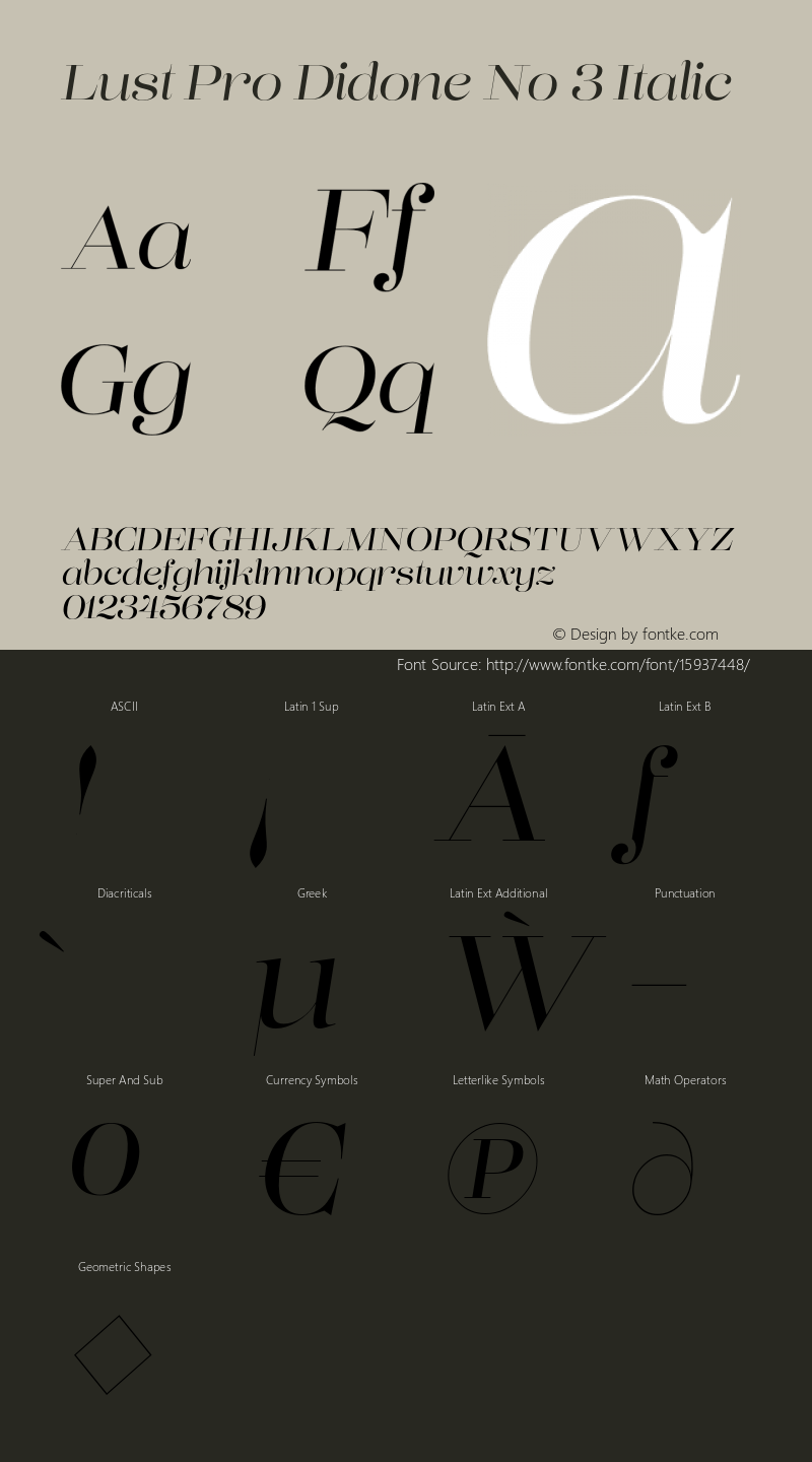 Lust Pro Didone No 3 Italic Version 1.000图片样张