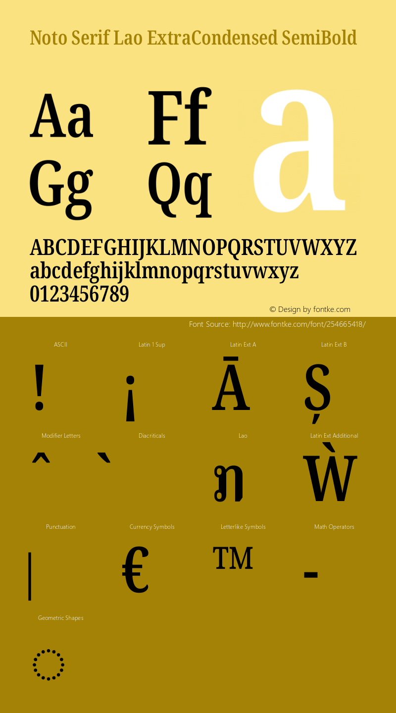 Noto Serif Lao ExtraCondensed SemiBold Version 2.003图片样张