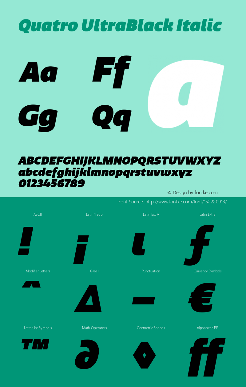 Quatro-UltraBlackItalic Version 1.30图片样张