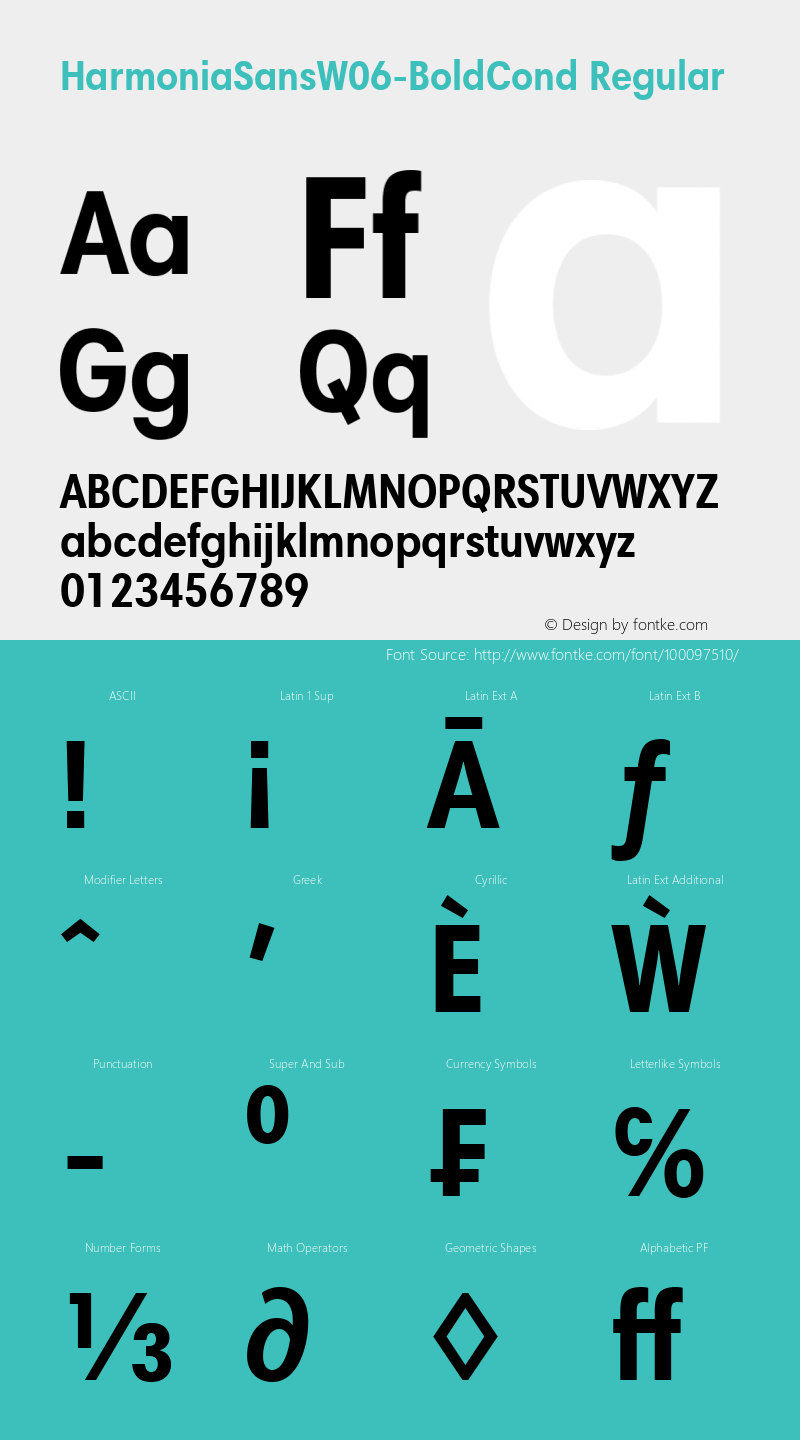 Harmonia Sans W06 Bold Cond Version 1.00图片样张