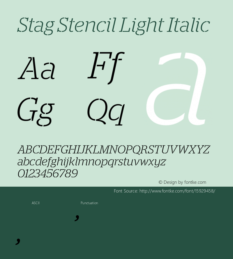 Stag Stencil Light Italic Version 1.1 2009图片样张