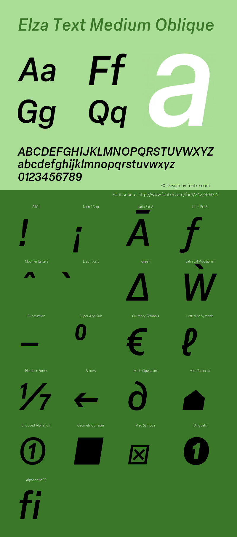 Elza Text Medium Oblique Version 1.000图片样张