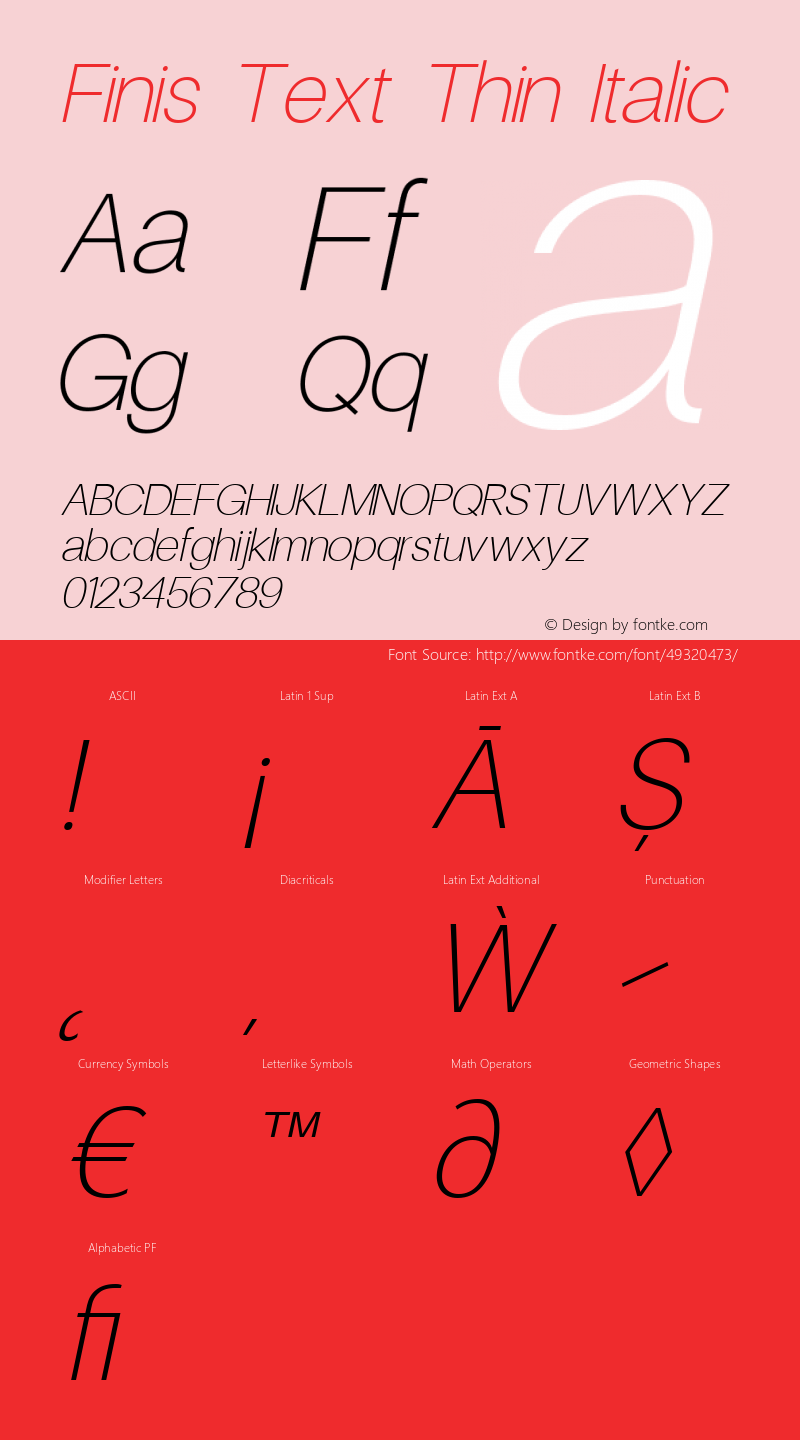 Finis Text Thin Italic Version 1.000图片样张