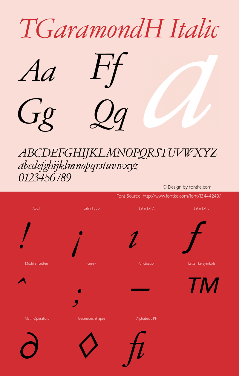 TGaramondH Italic Version 4.00 April 15, 2007图片样张