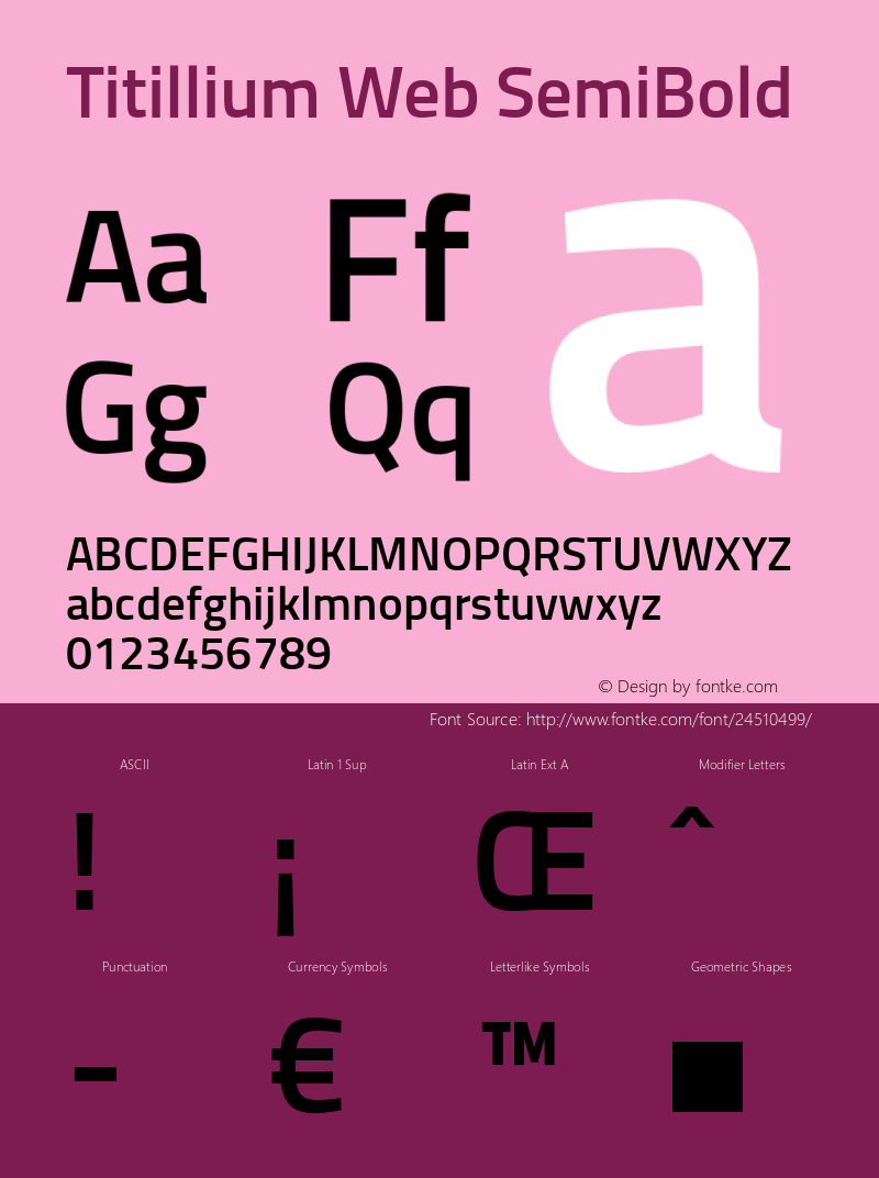 Titillium Web SemiBold Version 1.001;PS 57.000;hotconv 1.0.70;makeotf.lib2.5.55311图片样张