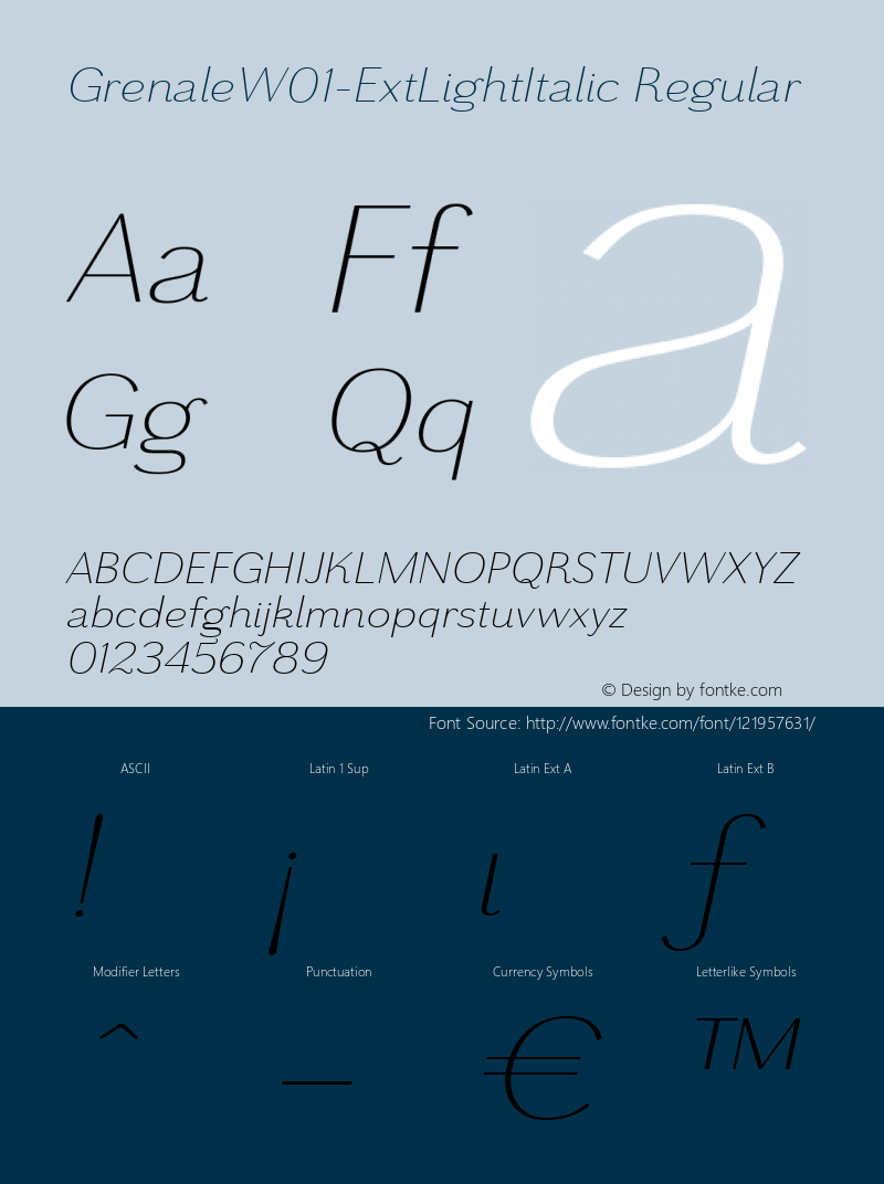 Grenale W01 Ext Light Italic Version 1.00图片样张