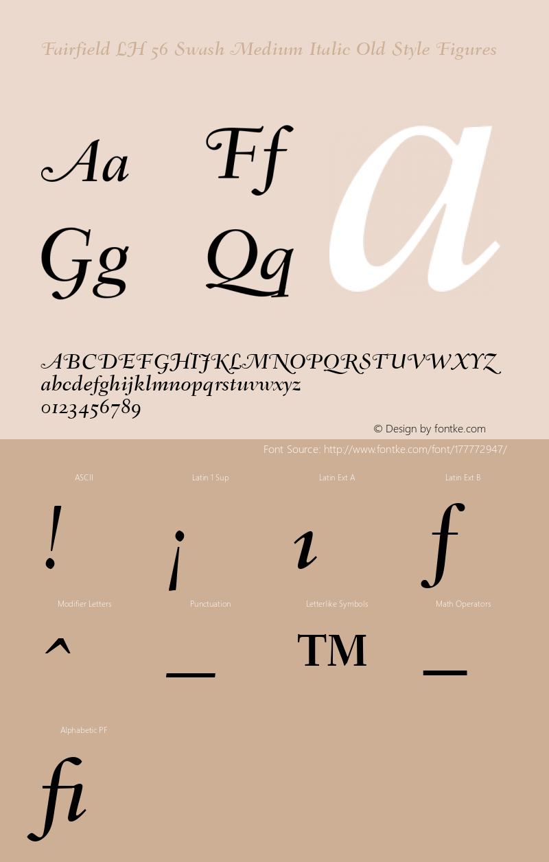 Fairfield LH 56 Swash Medium Italic Old Style Figures 001.002图片样张